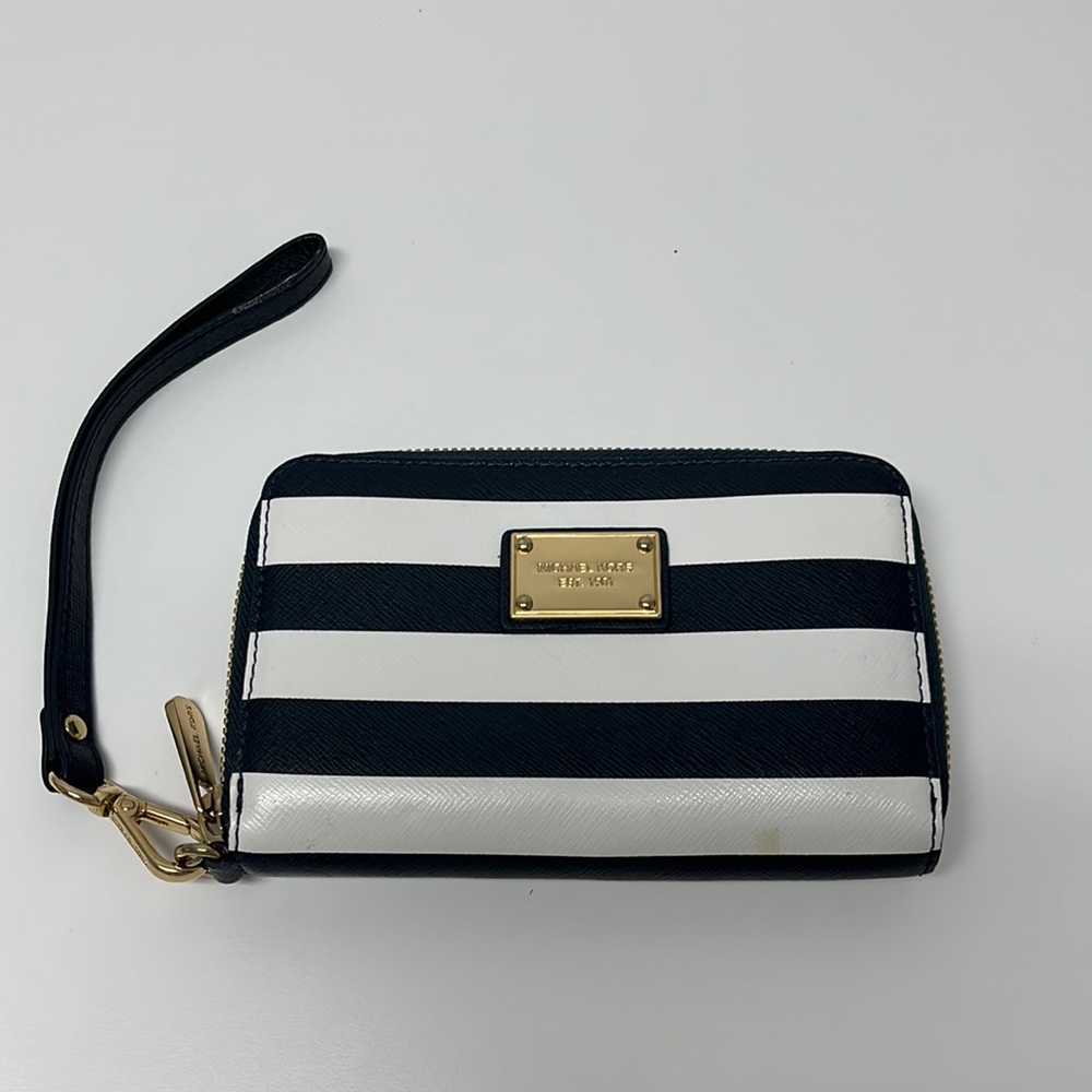 Michael Kors Small Black and White Striped Wallet